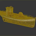 Vintage Wooden Boat With Classic Hull Red Cabin And Wooden Deck Design