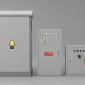 Industrial Control Cabinets With Warning Signs Control Panels And Indicator Lights