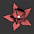 Pink Rose Shaped Decorative Lamp with Petals Stem and Black Base
