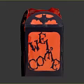 Red And Black Decorative Lantern Lighting Combination With Welcome Design And Ornate Patterns