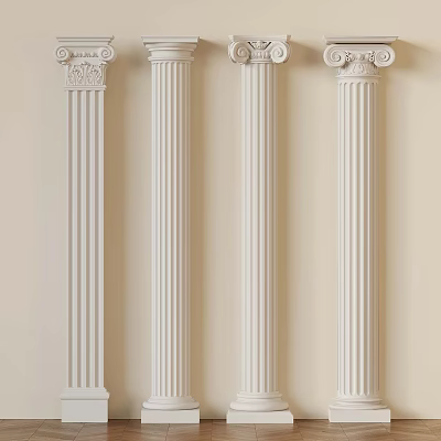 25 French Column Cylindrical Square Column 3d model