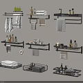 Bathroom Accessories Black Wall Mounted Shelves With Towels Toiletries And Storage Racks