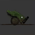 Green Military Style Old Car With Damaged Body Worn Tires On Muddy Ground