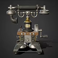 Vintage Mechanical Telephone Classic Old Fashioned Daily Electrical Appliance With Metal Parts And Dial Design