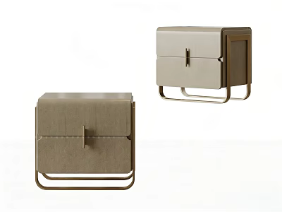 Modern Minimalist Bedside Tables With Drawer And Metal Frame Design 3d model
