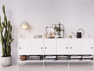 Modern Side Cabinet Bucket Cabinet Storage Rack Low Cabinet Combination 3d model