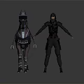 Police Officer in Black Tactical Uniform Standing Side by Side with Police Horse