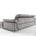 Gray L shaped Casual Sofa Set With Fabric Upholstery And Metal Legs