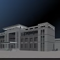 Modern Office Building Exterior Design With White Gray Facade And Large Glass Windows