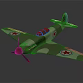 Camouflage Painted Model Airplane With Red Star Symbols Red Propeller And Tail Number 98
