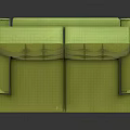 Green Fabric Two Seater Sofa With Tufted Backrest And Wooden Legs