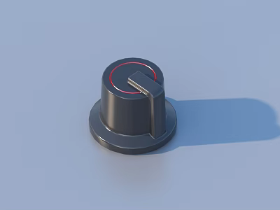 Modern Gray Control Knob With Red Ring For Home Appliance Accessory 3d model