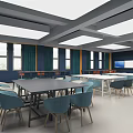 Modern School Classroom Design With Large Screens Tables And Colorful Chairs