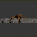 Decorative Garden Ornament With Circular Stone Arrangement And Crossed Wooden Logs
