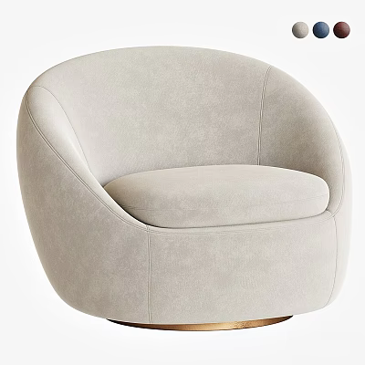 Beige Round Leisure Chair With Soft Upholstery And Cozy Comfortable Design 3d model