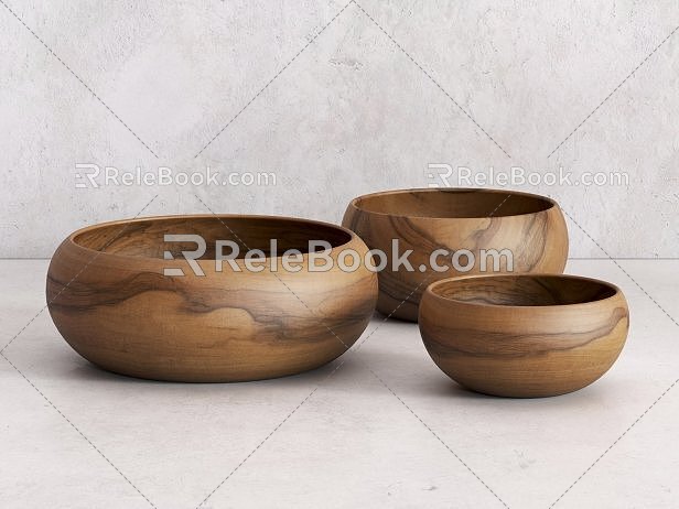 tableware wooden bowl creative bowl 3d model