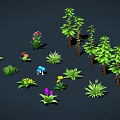 Various Types of Plants Including Trees Flowers Grass and Mushrooms Collection