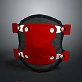Red And Black Protective Knee Pad With White Fasteners And Adjustable Straps 3d model