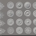White Circular Decorative Components With Various Patterns For Interior Ceiling Design