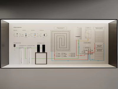 Technical Engineering Background Wall With Colorful Diagrams Lines And Dimension Labels 3d model