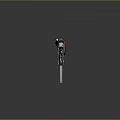 Futuristic Modern Gun With White Black Body Orange Accents And Red Laser Beam