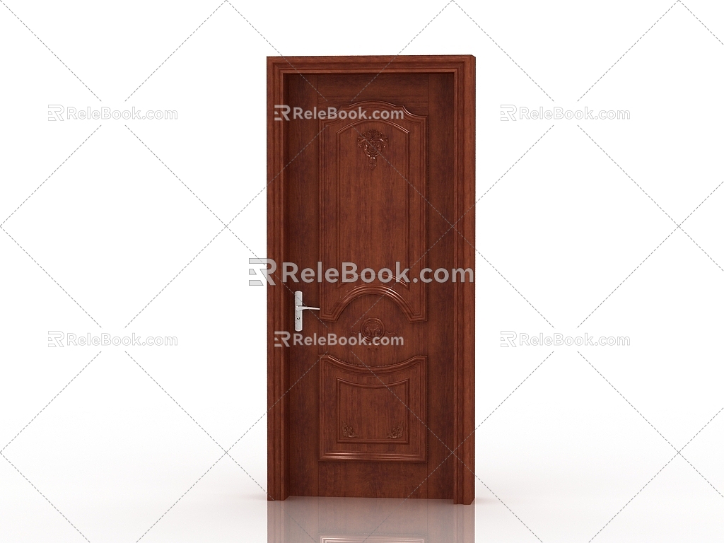 European-style solid wood door 3d model