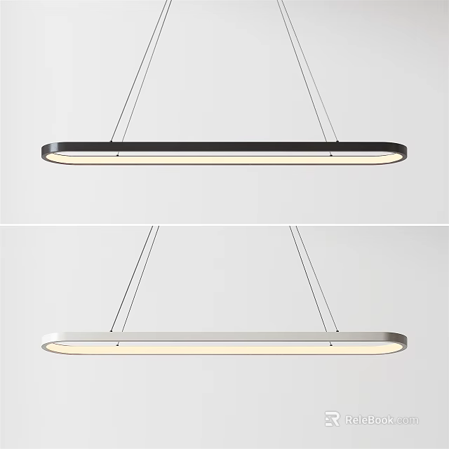 Modern Elongated Pendant Light with Minimalist Metal Frame and Hanging Illuminated Design for Contemporary Spaces 3d model 