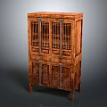 Traditional Wooden Entryway Cabinet Sideboard With Lattice Doors And Carved Design