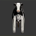 Realistic Black And White Cow Standing On Gray Background In 3D Render