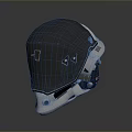 Tactical Weapon Helmet With Black Gray Design And White Symbols Metallic Texture