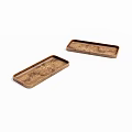 Two Brown Wooden Rectangular Trays With Textured Surface On White Background 3d model