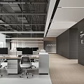 Modern Public Office Space Design With Open Layout Desks Computers And Branding Signage
