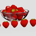 Fresh Red Strawberries Filled in Clear Glass Bowl with Several Arranged Beside