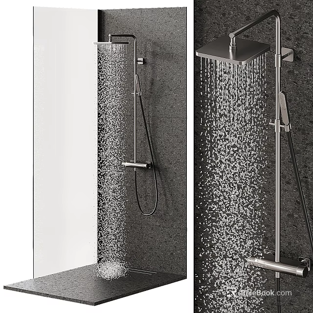 Modern Bathroom Shower Head With Powerful Water Flow And Sleek Handheld Design 3d model 