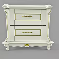 Elegant White Chest of Drawers with Gold Accents and Ornate Design
