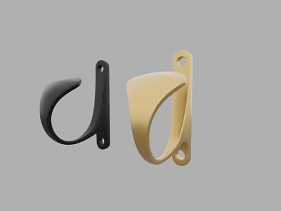 Modern Black and Gold Wall Hooks with Sleek Curved Design for Home Decor 3d model