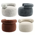 Plush Accent Chairs in Gray Beige Brown White with Round Shape Armrests and Soft Upholstery