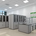 Laboratory Interior Design With Arranged Lab Benches Blue Chairs Lockers And Equipment