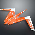 Advanced Military Weapon Drone In Orange And White With Streamlined Aerodynamic Design 3d model
