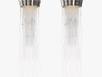 Elegant Crystal Chandelier With Long Hanging Crystal Strands And Modern Metal Top 3d model