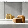 Modern Single Sofa Fabric Leisure Chair 3d model