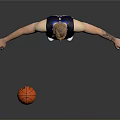 Basketball Player In Navy Blue Jersey With Memphis Number 77 Holding Basketball And Arms Outstretched