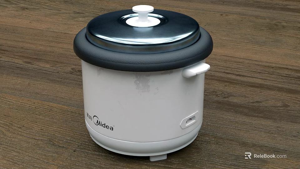 Oster Electric Rice Cooker With White Body And Black Lid On Kitchen Countertop 3d model 