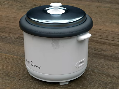 Oster Electric Rice Cooker With White Body And Black Lid On Kitchen Countertop 3d model