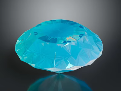 Blue Transparent Diamond With Cut Facets And Glossy Surface On Dark Background 3d model