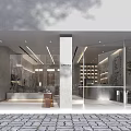 Modern Cafe Interior With Sleek Counter Hot Cold Drinks Menu Wall Shelves And Metal Bench