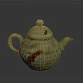 Ceramic Teapot With Unique Red Patterns Vintage Design Lid Handle Spout For Home Daily Use