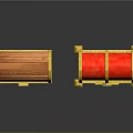 Brown and Red Wooden Treasure Chests With Golden Trim Locks Star Embellishment and Golden Feet