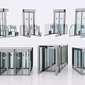 Different Types Of Public Facility Turnstiles With Glass Panels And Metal Frames