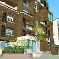 Modern Multi Story Building With Glass Windows Brown White Exterior And Green Plants